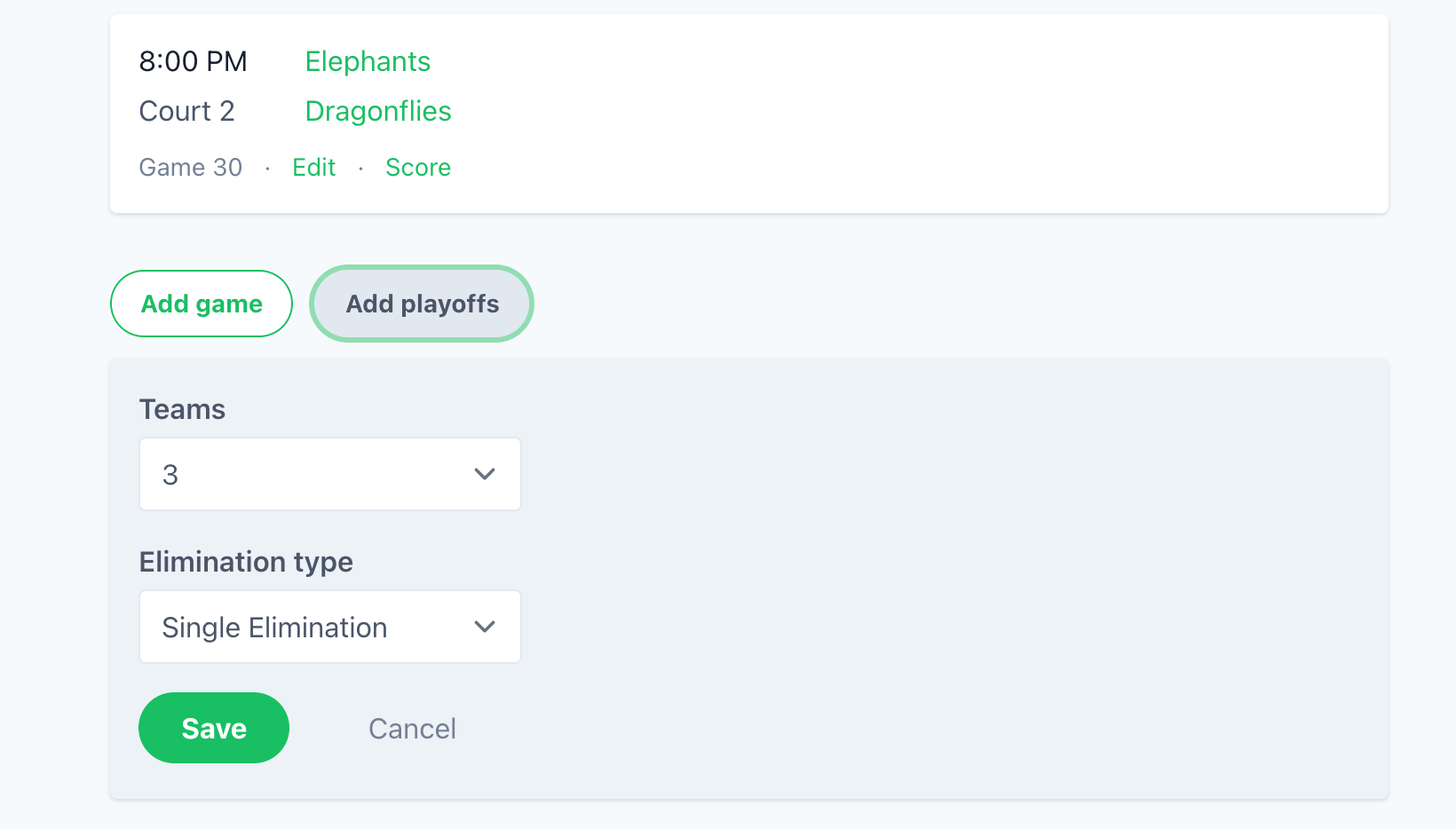 add game or playoffs